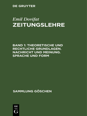cover image of Theoretische und rechtliche Grundlagen. Nachricht und Meinung. Sprache und Form